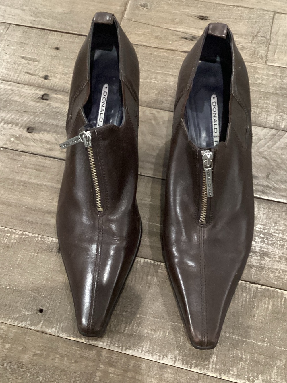Donald J. Pliner Men's Dark Brown Leather Zip-Front Oxfords
